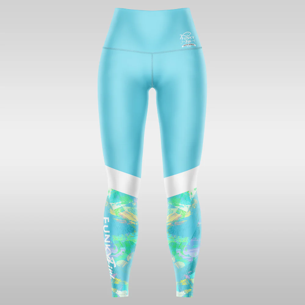 Ladies Fishing Leggings - Blue Brush